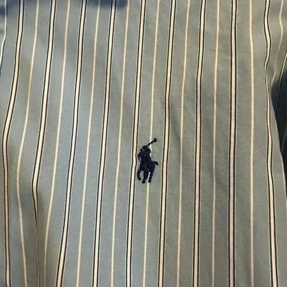 Ralph Lauren Classic Fit Striped Dress Shirt - Size Medium- Light Blue - Picture 5 of 7